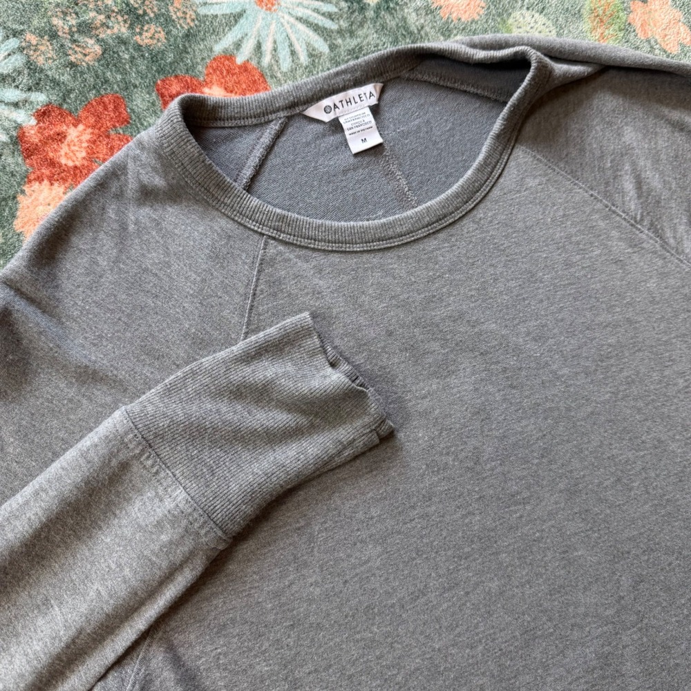Athleta Coaster Luxe Sweatshirt Grey Modal French Terry Pullover Top Medium